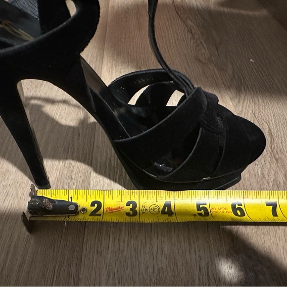 Saint Laurent Tribute Velvet Platform Sandals – Black  – New With Tags - Picture 8 of 9